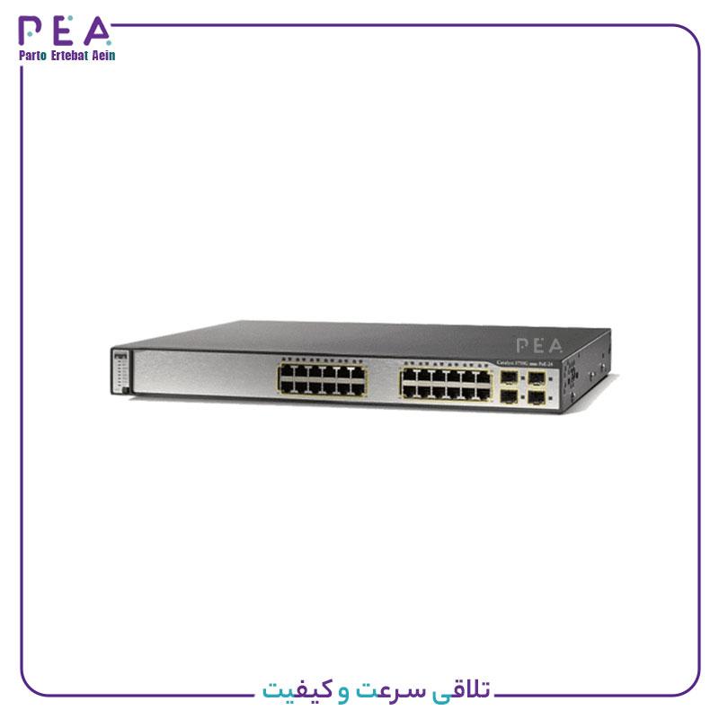 سوئیچ شبکه مدیریتی سیسکو ۲۴ پورت WS-C3750G-24PS-S